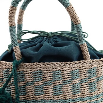 柄テープハンドル2WAYペーパーミニ トートバッグ　2026新作 COOCO　バイカラーで幾何学的な柄 送料無料 即日発送-6