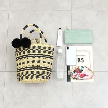 柄テープハンドル2WAYペーパーミニ トートバッグ　2026新作 COOCO　バイカラーで幾何学的な柄 送料無料 即日発送-9