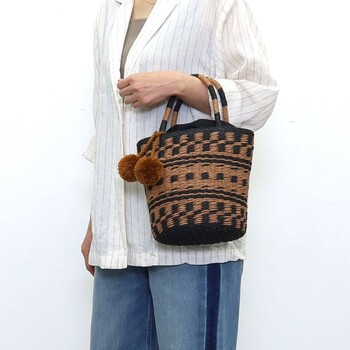 柄テープハンドル2WAYペーパーミニ トートバッグ　2026新作 COOCO　バイカラーで幾何学的な柄 送料無料 即日発送-11