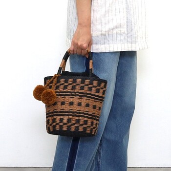 柄テープハンドル2WAYペーパーミニ トートバッグ　2026新作 COOCO　バイカラーで幾何学的な柄 送料無料 即日発送-12