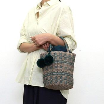 柄テープハンドル2WAYペーパーミニ トートバッグ　2026新作 COOCO　バイカラーで幾何学的な柄 送料無料 即日発送-13