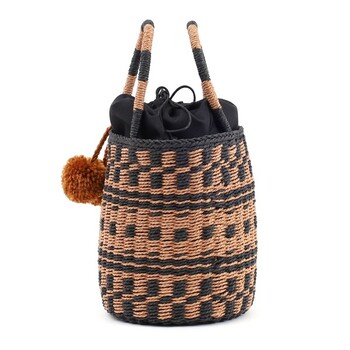 柄テープハンドル2WAYペーパーミニ トートバッグ　2026新作 COOCO　バイカラーで幾何学的な柄 送料無料 即日発送-3