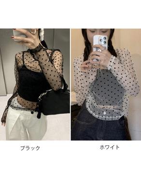 ドット柄シアートップス チュールインナー 送料無料 即日発送-1