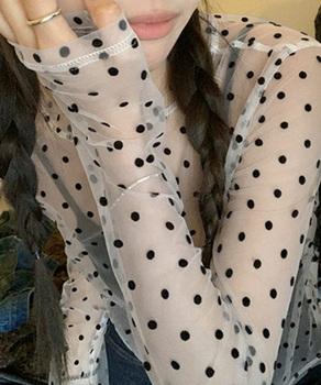 ドット柄シアートップス チュールインナー 送料無料 即日発送-5