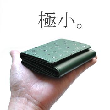 二つ折り財布 日本国産財布11 鹿革印伝 肉球柄&桜吹雪柄 極小財布 3色展開 かわいいコンパクトウォレット 送料無料-4