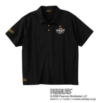 大きいサイズ FLAGSTAFF×PEANUTS スヌーピーコラボ半袖ポロシャツ 3L 4L 5L 6L 8L ブラック ラッピング可 送料無料 即日発送-1