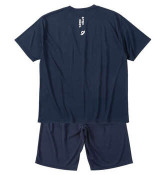 大きいサイズ 豊天 おおきくて入れない美豚DRYハニカムメッシュ半袖Tシャツ+ハーフパンツ 3L 4L 5L 6L 7L 8L ネイビー ラッピング可 送料無料 即日発送-1