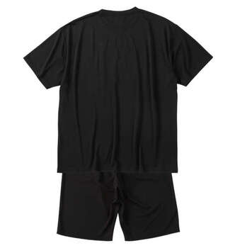 大きいサイズ 豊天 最近汗が止まりません美豚DRYハニカムメッシュ半袖Tシャツ+ハーフパンツ 3L 4L 5L 6L 7L 8L ブラック ラッピング可 送料無料 即日発送-1