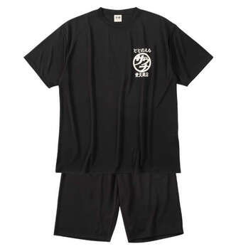 大きいサイズ 豊天 サウナDRYハニカムメッシュ半袖Tシャツ+ハーフパンツ 3L 4L 5L 6L 7L 8L ブラック ラッピング可 送料無料 即日発送-1