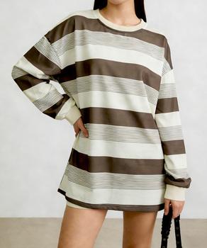 ボーダー柄Tシャツカットソープルオーバー 送料無料 即日発送-2