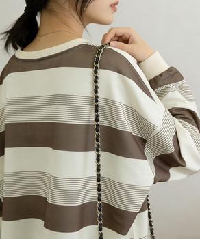 ボーダー柄Tシャツカットソープルオーバー 送料無料 即日発送-4