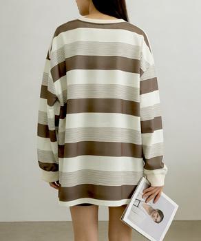 ボーダー柄Tシャツカットソープルオーバー 送料無料 即日発送-5