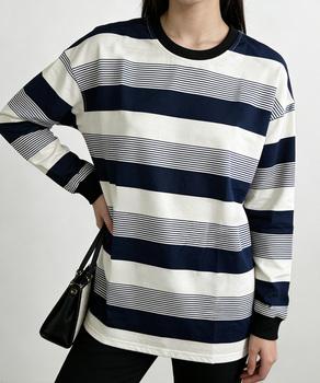 ボーダー柄Tシャツカットソープルオーバー 送料無料 即日発送-6