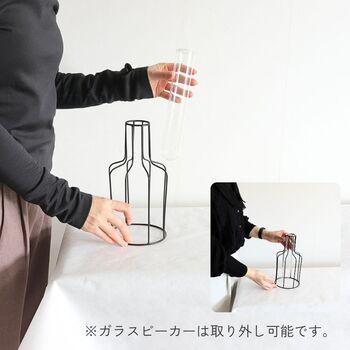 個性的でシンプルなデザイン フラワーベース 花瓶 一輪挿し アイアン ガラス 送料無料-5