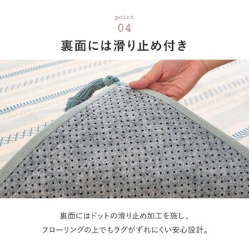 ラグ 洗濯機で洗える ボンディングラグ 約185×185cm インド綿100% 滑り止め付き キラナ 送料無料-6