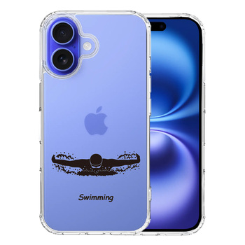 iPhone16 ケース クリア 水泳 スイミング スマホケース 側面ソフト 背面ハード ハイブリッド  送料無料-0
