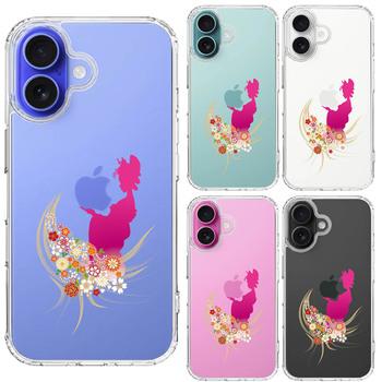 iPhone16 ケース クリア 日本女性　着物少女 スマホケース 側面ソフト 背面ハード ハイブリッド  送料無料-1