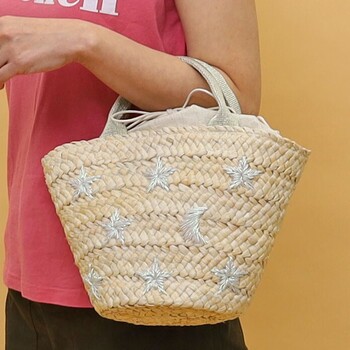 星柄刺繍 メイズ カゴバッグ　2026新作 COOCO 送料無料 即日発送-21