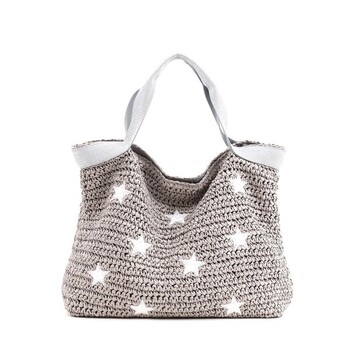 ﾒラメテープx星柄刺繍ペーパーカゴバッグ A4収納可能　2026新作 COOCO 送料無料 即日発送-2