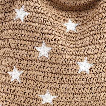 ﾒラメテープx星柄刺繍ペーパーカゴバッグ A4収納可能　2026新作 COOCO 送料無料 即日発送-4