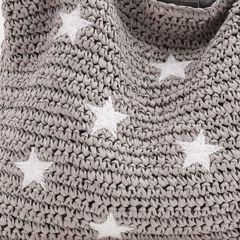 ﾒラメテープx星柄刺繍ペーパーカゴバッグ A4収納可能　2026新作 COOCO 送料無料 即日発送-5