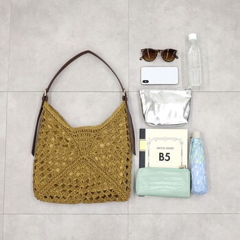 ラメフィルム編込透かし柄ショルダーカゴバッグ 2026新作 COOCO 送料無料 即日発送-14