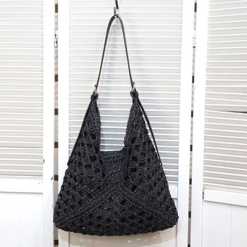 ラメフィルム編込透かし柄ショルダーカゴバッグ 2026新作 COOCO 送料無料 即日発送-15