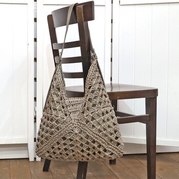 ラメフィルム編込透かし柄ショルダーカゴバッグ 2026新作 COOCO 送料無料 即日発送-16