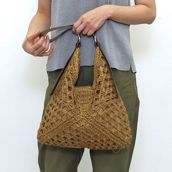 ラメフィルム編込透かし柄ショルダーカゴバッグ 2026新作 COOCO 送料無料 即日発送-23