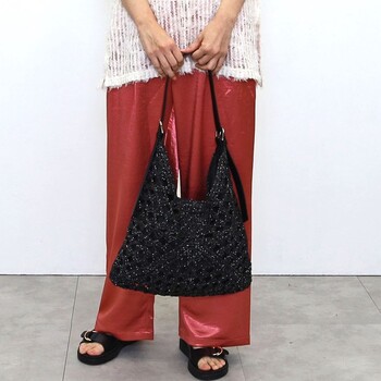 ラメフィルム編込透かし柄ショルダーカゴバッグ 2026新作 COOCO 送料無料 即日発送-24