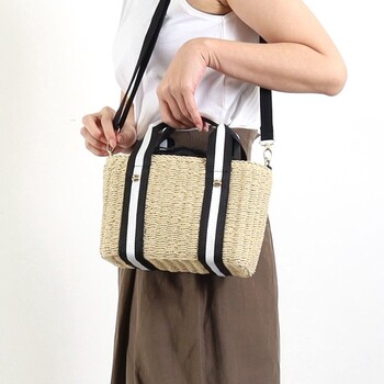 ストライプテープハンドルペーパーボックストートバッグ かごバッグ カゴバッグ　COOCO クーコ 送料無料 即日発送-10