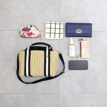 ストライプテープハンドルペーパーボックストートバッグ かごバッグ カゴバッグ　COOCO クーコ 送料無料 即日発送-1