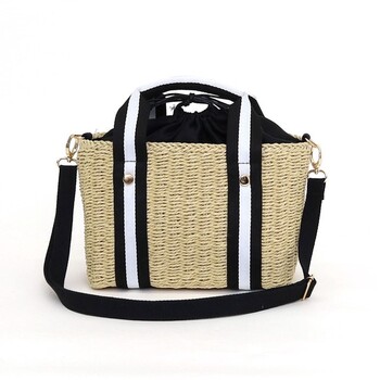 ストライプテープハンドルペーパーボックストートバッグ かごバッグ カゴバッグ　COOCO クーコ 送料無料 即日発送-2