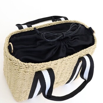 ストライプテープハンドルペーパーボックストートバッグ かごバッグ カゴバッグ　COOCO クーコ 送料無料 即日発送-6