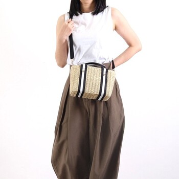 ストライプテープハンドルペーパーボックストートバッグ かごバッグ カゴバッグ　COOCO クーコ 送料無料 即日発送-7