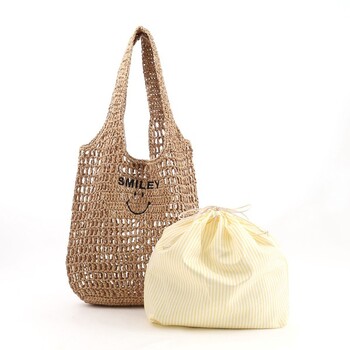 透かし編み刺繍入カゴバッグ A4対応　COOCO クーコ SMILEY 送料無料 即日発送-13