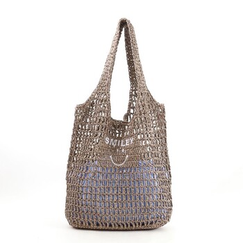 透かし編み刺繍入カゴバッグ A4対応　COOCO クーコ SMILEY 送料無料 即日発送-14