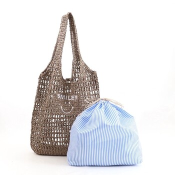 透かし編み刺繍入カゴバッグ A4対応　COOCO クーコ SMILEY 送料無料 即日発送-18