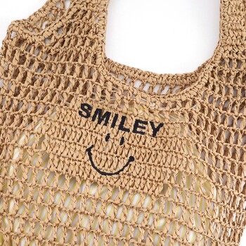 透かし編み刺繍入カゴバッグ A4対応　COOCO クーコ SMILEY 送料無料 即日発送-19