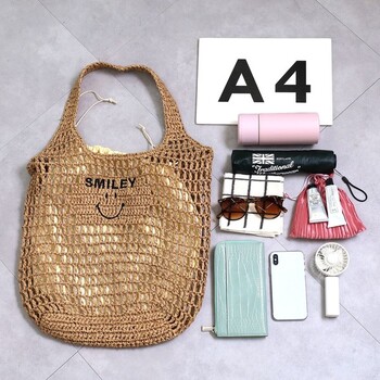 透かし編み刺繍入カゴバッグ A4対応　COOCO クーコ SMILEY 送料無料 即日発送-20