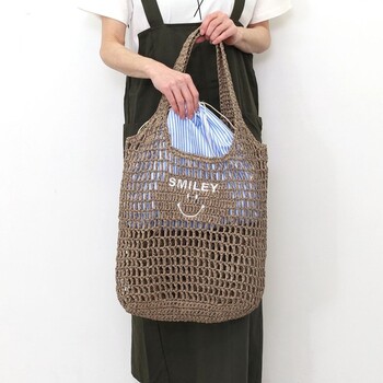 透かし編み刺繍入カゴバッグ A4対応　COOCO クーコ SMILEY 送料無料 即日発送-23