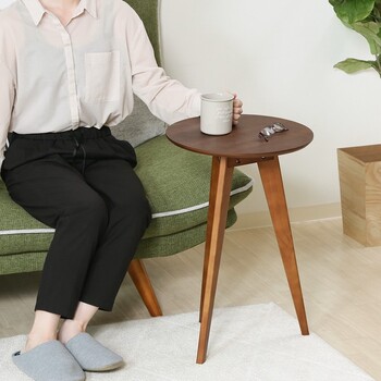 コーヒーテーブル Φ40cm ナチュラル ブラウン 送料無料-14