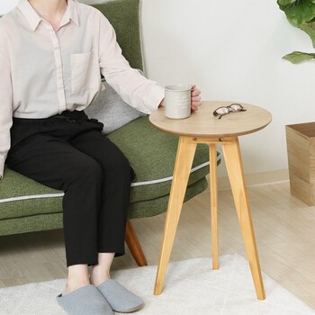 コーヒーテーブル Φ40cm ナチュラル ブラウン 送料無料-6
