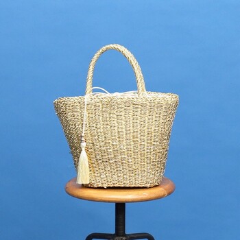 タッセル付メタリックフィルムカゴバッグ かごバッグ 2026新作 COOCO 送料無料 即日発送-18