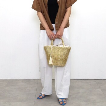 タッセル付メタリックフィルムカゴバッグ かごバッグ 2026新作 COOCO 送料無料 即日発送-24