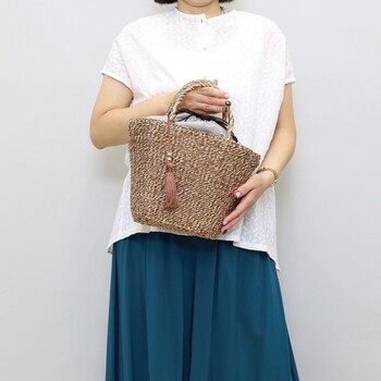 タッセル付メタリックフィルムカゴバッグ かごバッグ 2026新作 COOCO 送料無料 即日発送-26