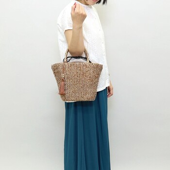 タッセル付メタリックフィルムカゴバッグ かごバッグ 2026新作 COOCO 送料無料 即日発送-27