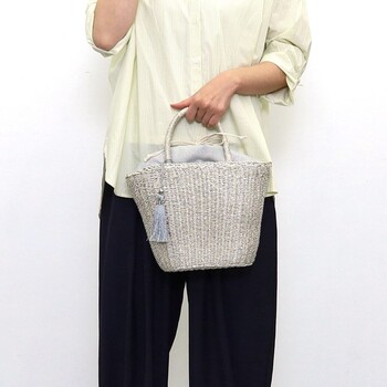 タッセル付メタリックフィルムカゴバッグ かごバッグ 2026新作 COOCO 送料無料 即日発送-28