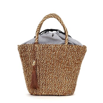 タッセル付メタリックフィルムカゴバッグ かごバッグ 2026新作 COOCO 送料無料 即日発送-2