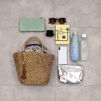 タッセル付メタリックフィルムカゴバッグ かごバッグ 2026新作 COOCO 送料無料 即日発送-4